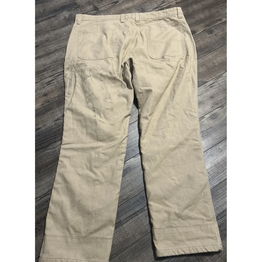 Mountain Khakis Mens Flannel Lined Hiking Pants Size 42x32 Beige, Paint On Them‎